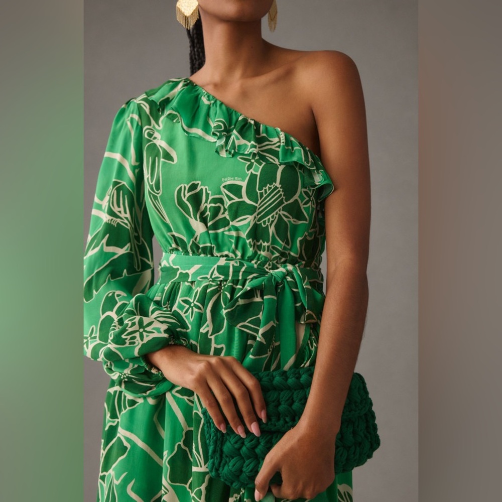 Farm Rio Printed One-Shoulder Ruffle Dress - Picture 4 of 8